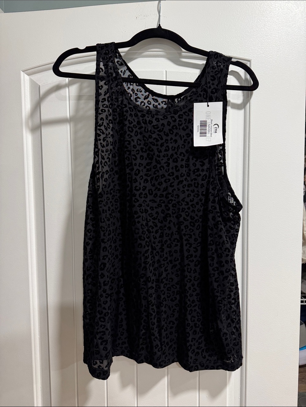 XXL ZYIA Black Leopard Mesh Tank